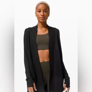 Lululemon‎ Women's Merino Wool Sit In Lotus Wrap Black Yoga Cardigan- Sz 2 or 4